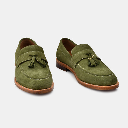 Tassle Green Suede Premium Goodyear Welted Loafers
