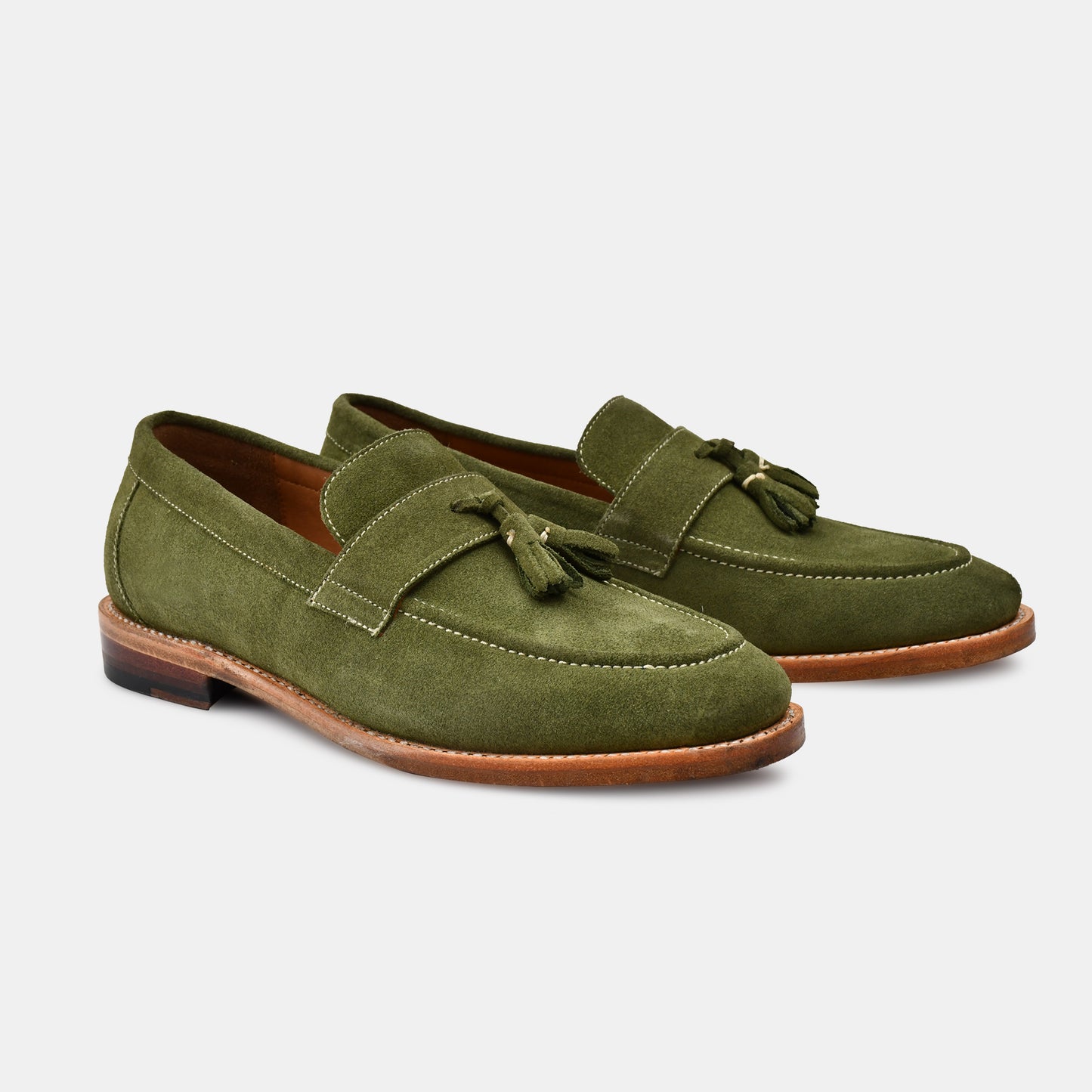 Tassle Green Suede Premium Goodyear Welted Loafers