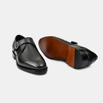 Goodyear Welted single Monk Shoes in Premium Crust Leather
